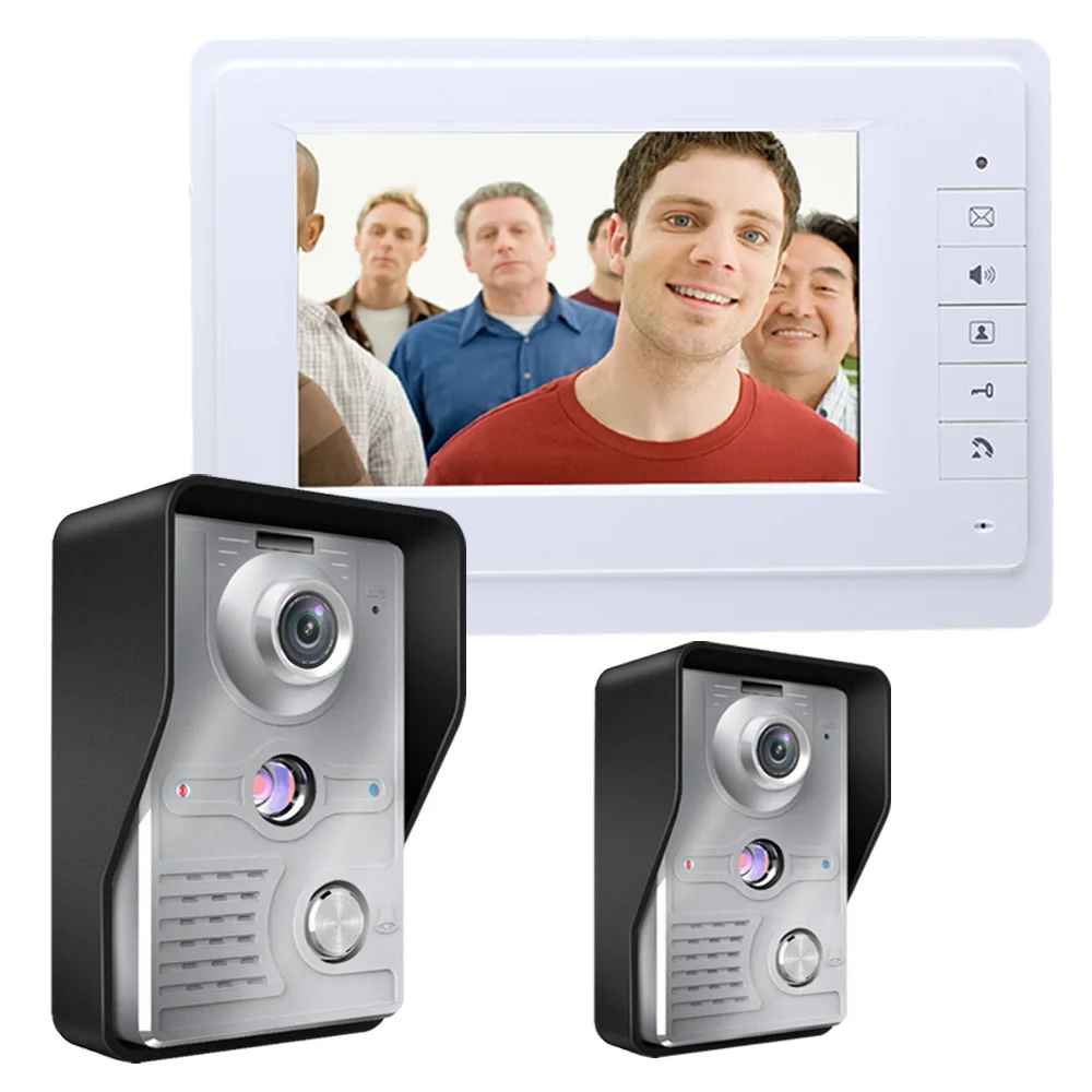 

YobangSecurity Video Intercom Monitor 7'' Video Door Phone System Visual Intercom Doorbell 1 Indoor Monitor 2 Outdoor Camera