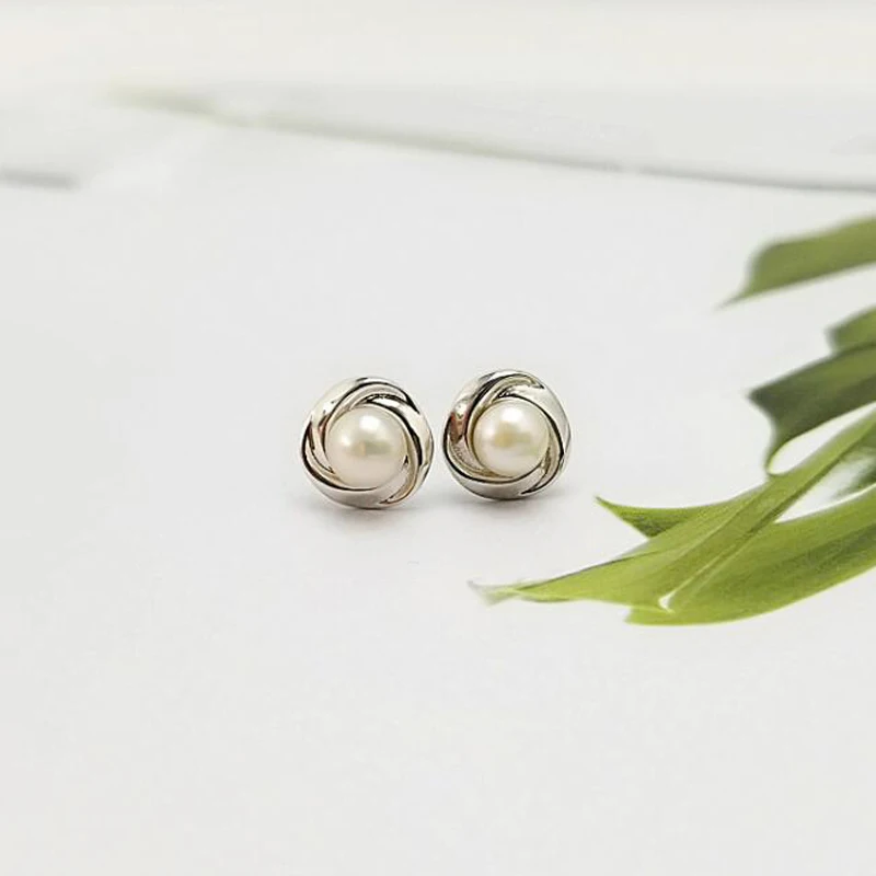 

[MeiBaPJ]Very Fashion Freshwater Pearl S925 Sterling Silver Stud Earrings for Women Promotion Item High Quality Round Earrings