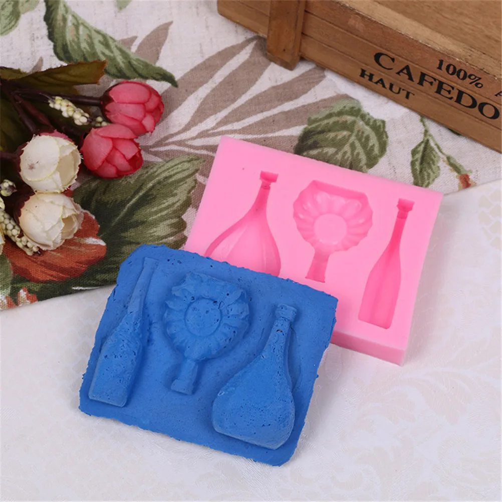 1pcs European Wine Bottle Glass Silicone Molds Soap Clay Molds Fondant