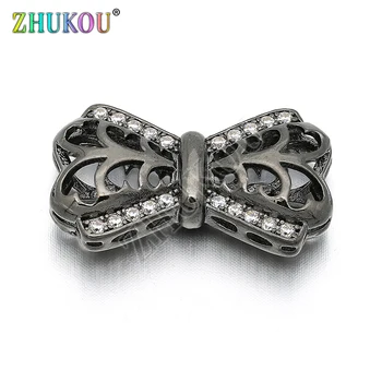 

15*24mm Brass Cubic Zirconia Bow-knot Connectors Charms DIY Women Necklace Pendant Jewelry Accessory Findings, Model: VS125