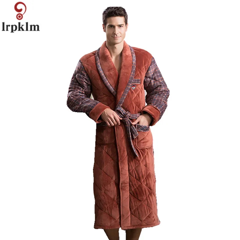 Winter Flannel Pajamas Bathtubs Robe 2018 New British Leisure Men Thick