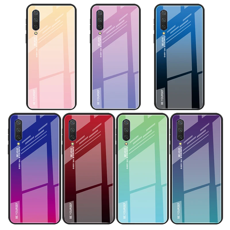 Tempered Glass Cases For Xiaomi CC9 Mi Mi9 9 9T Gradient Hard Back Case Soft TPU Frame Pro | Мобильные телефоны и
