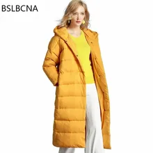Европейское и американское длинное зимнее пальто женские топы 90% белый пуховик Женский свободного размера плюс разноцветная Повседневная парка A534