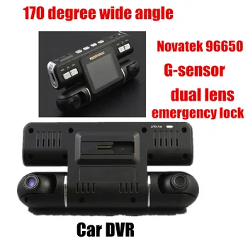 

Novatek96650 New Car DVR 140 degree wide angle dual lens full HD G-Sensor car video recorder camcorder