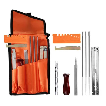 

10Pcs/Set Chainsaw Sharpener File Kit Wood Handle Depth Gauge Tools for Sharpening Filing --M25
