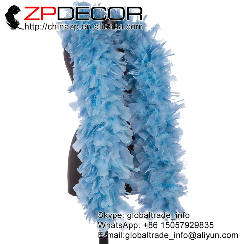 

ZPDECOR 2 yards/lot Pretty Handwork Dyed STAR BLUE 150g Turkey Flat Feather Boas Wraps for Easter Decoration