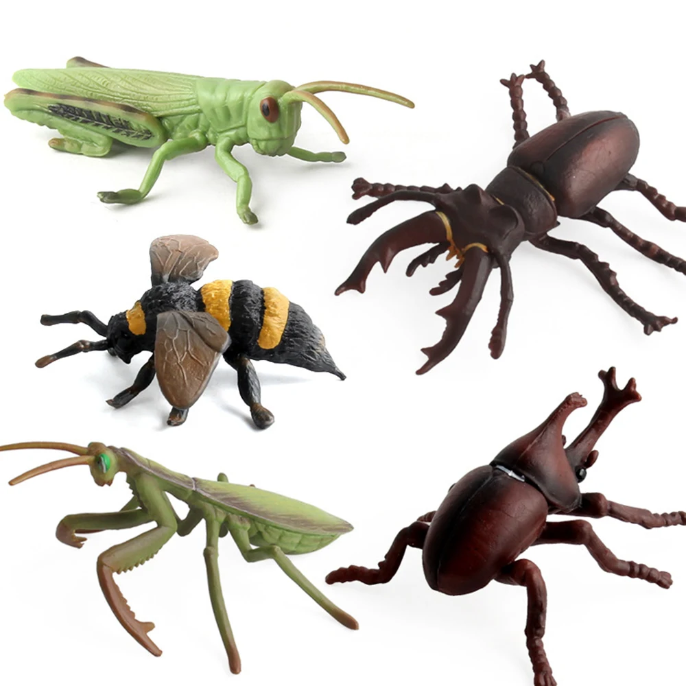 Обучающая развивающая игрушка, Имитация животных, модель насекомых, олень, жук, паук, пчела, бабочка, модель