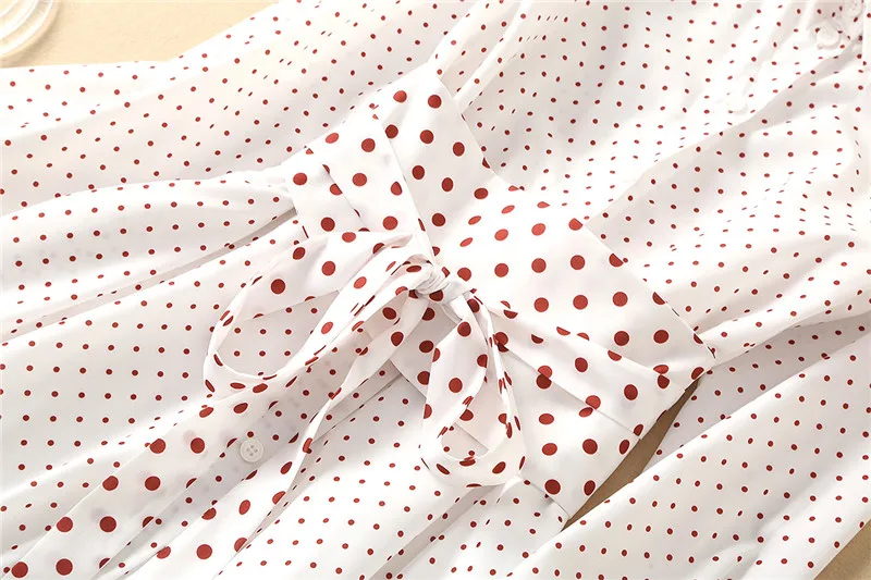 Piste Manches Designer À Printemps Bandage Chemise Femmes Été De Robe Vacances Élégant Maxi Longues Polka Dot Décontracté Imprimer 2019 Robes ppArz