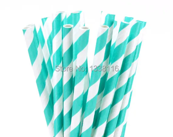 Paper Straws - Teal & White Stripe