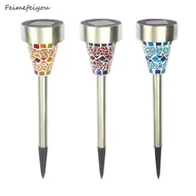 Feimefeiyou, 3 шт./лот, солнечная панель, светодиодный светильник-мозаика, точечный светильник, пейзаж, сад, двор, дорожка, лужайка, солнечные лампы, уличный заземляющий светильник