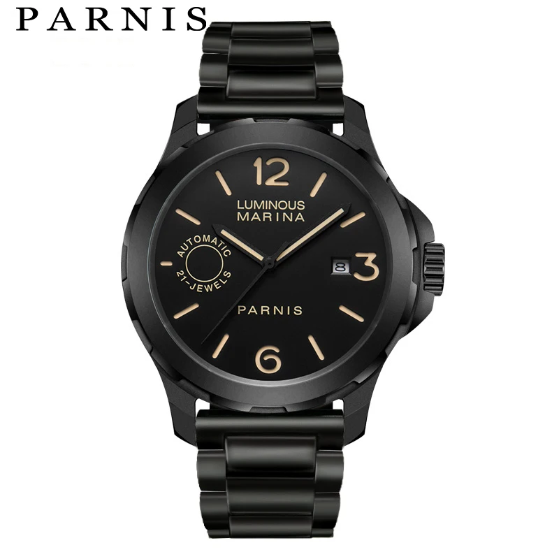

Parnis 44m Mens Watches Mechanical Watches Automatic Self-Wind Luminous Waterproof Black Watch Men Sport Clock Reloj Hombre