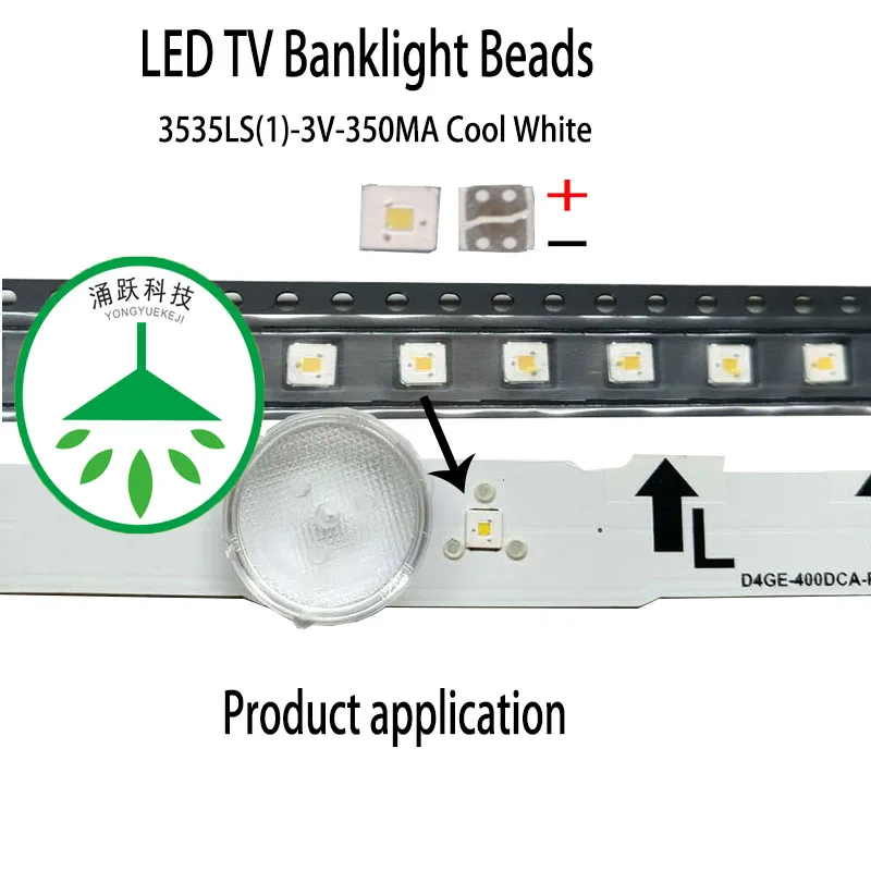 100Pcs/lot new high power 3535 3v 350ma 1w lamp beads cool white for repair led lcd tv backlight bar and strip hot 5m high density 2025 smd 420 leds m led strip 24v 3000k 4500k 6000k led linear backlight cri85 high brightness 20w m