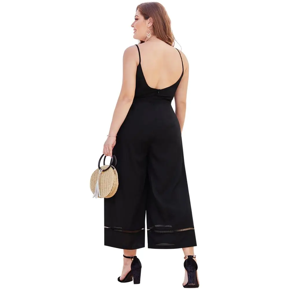 Summer Holiday Casual Black Jumpsuit Maxi Plus Size Wide Leg Strap Jumpsuit Summer Holiday Casual Black Jumpsuit Maxi Plus Size Wide Leg Strap Jumpsuit