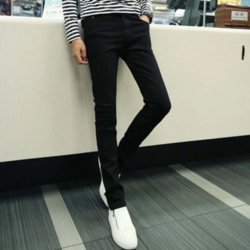 Корейский Тонкий для мужчин's джинсы для женщин тенденции молодежи одноцветное цвет прямые мужские зауженные брюки японский повседневное