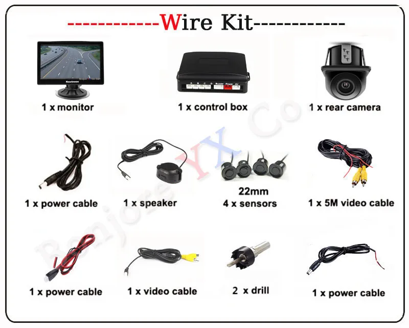 Koorinwoo 2,4G беспроводной комплект автомобильных датчиков парковки 4 Радар детектор подсветка дисплей монитор обратный резервный камера заднего вида система
