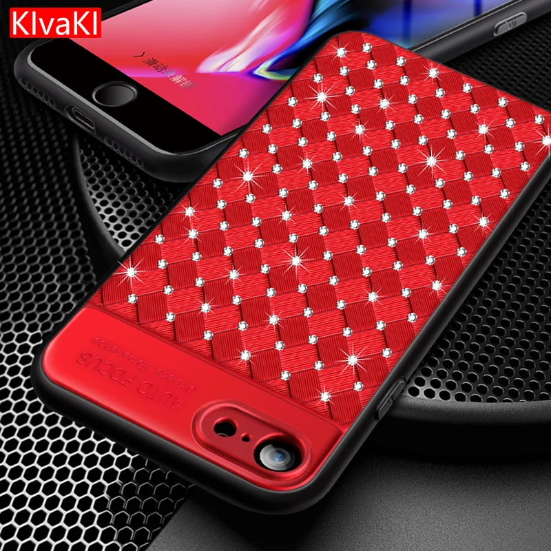 

KIvaKI Luxury Diamond Grid Silicone Case For iPhone 7 8 Plus 6 6s Plus X Cases Ultra Thin Soft TPU Case For iPhone 7 Coque Cover