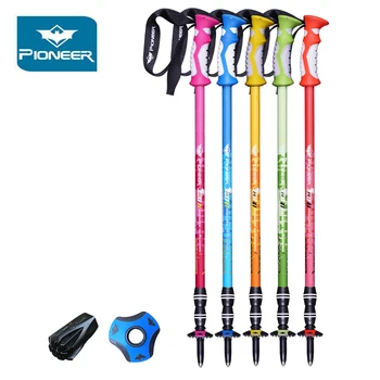 

2Pcs/Lot PIONEER Trekking Walking Stick Ultralight Climbing Camping Cane Hiking Stick Telescopic Baton Nordic Walking Poles