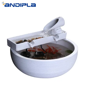 

110V-240V Coarse Pottery Water Fountain Fish Tanks Desktop Atomizer Humidifier Flower Pot Lucky Feng Shui Wheel Home Decoration