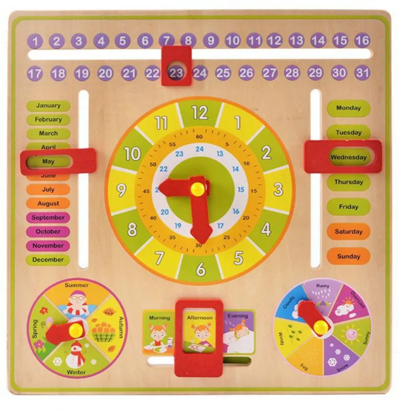 Деревянный многофункциональный количество часов познания исследование будильник Пазлы для раннего развития детей Детская игрушка