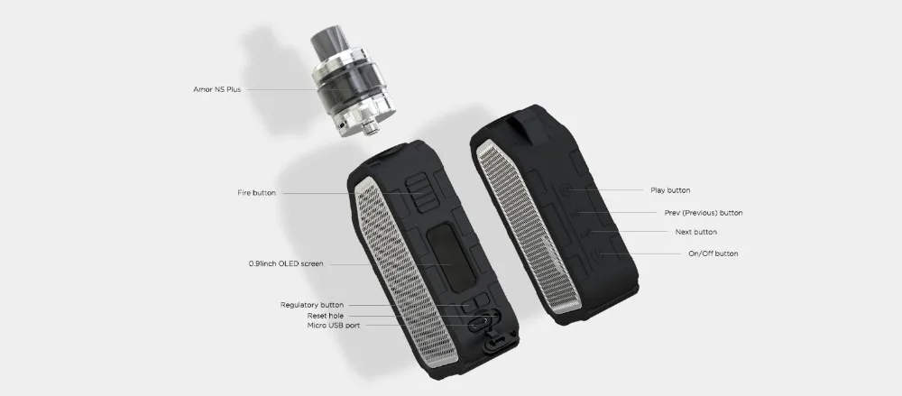 Original Wismec Active Kit 80W Active BOX MOD Vape with 4.5ML AMOR NS Tank with Bluetooth Speaker Waterproof E Cigarette Vaper 01 (2)