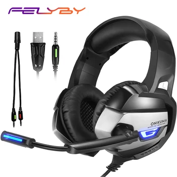 

FELYBY Audio Gaming Headset Headphone with LED Lights & Noise-canceling Microphone for Computer PS4 & Xbox One (Adapter Need)