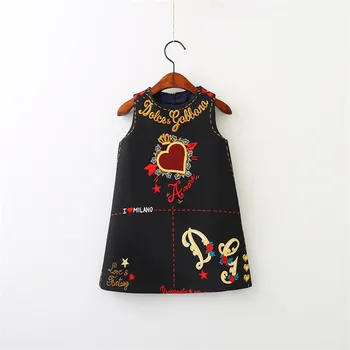 

Girls Dress Spring Autumn European and American Style embroidery Flower vest dress toddler Baby Girls clothing 2-8Yrs