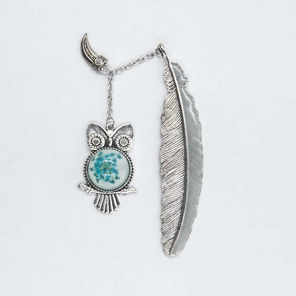 

Metal Vintage Owl Design Bookmark Luminous Pendant Notebook Diary Page Holder Notebook Binder Clips Stationery Teacher Gift