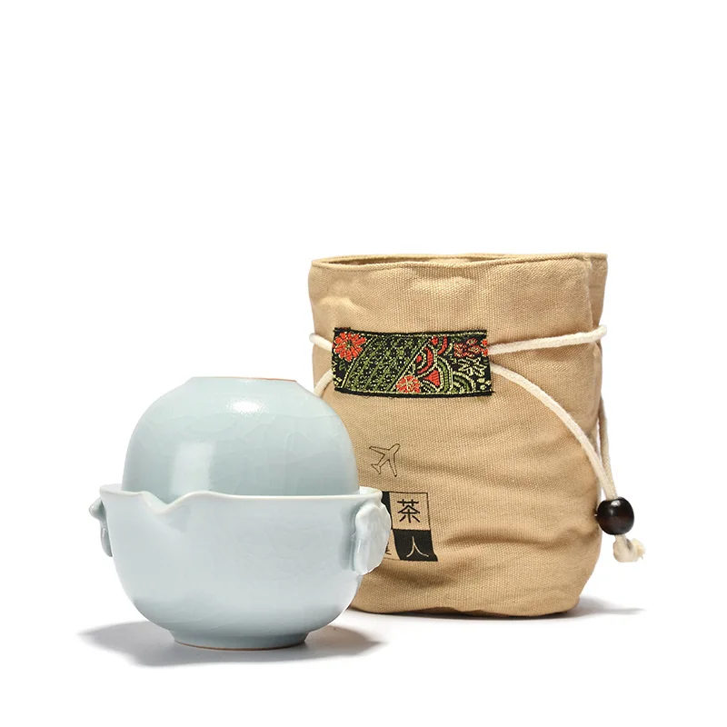 

PINNY Kiln Portable Tea Set Porcelain Travel Teapots With Bag Ceramic Kung Fu Tea Set 1 Pot 1 Cups Fit For Office And Travel Use