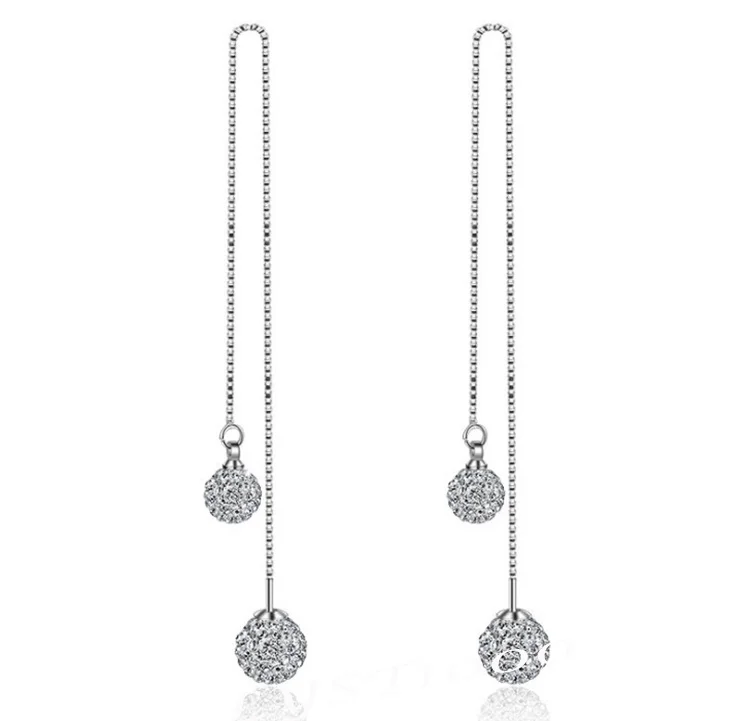 

Sweet Little Fresh Yellow Lemon Earrings With Long Ear Thread Fashion Femperament Female 925 Sterling Silver