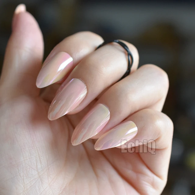Chrome Nude Fake Ladies Nails Stiletto Shining Surface Point Acrylic Nail Art Tips 24pcs in box to Be Manicure Artist easily-in False Nails from ... Chrome Nude Fake Ladies Nails Stiletto Shining Surface Point Acrylic Nail Art Tips 24pcs in box to Be Manicure Artist easily-in False Nails from ...