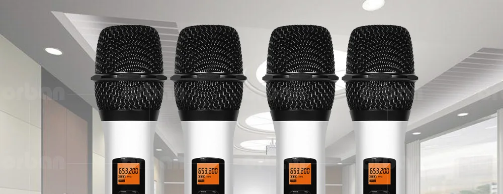 Беспроводная микрофонная система с регулируемой частотой UHF двухголовый двойной ручной микрофон Беспроводная сценическая производительность