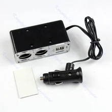 2 Way Port Double USB Car Charger Cigarette Lighter Adaptor Socket Splitter for car accessories