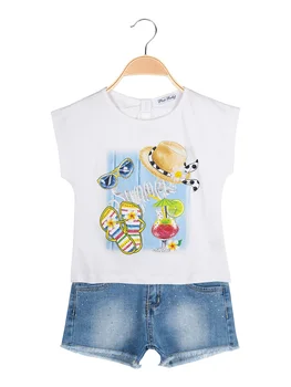 

Print T-shirt + shorts jeans-full 2 pieces baby girl