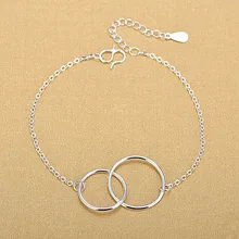 925 серебряные двойные круглые браслеты 925 модные очаровательные браслеты тонкие ювелирные изделия с бриллиантами для женщин подарок