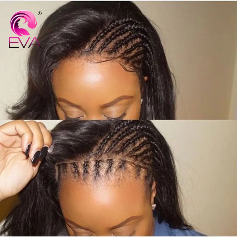 Straight Full Lace Human Hair Wigs With Baby Hair Pre Plucked Hairline Lace Wigs Bleached Knots EVA Hair Brazilian Remy Hair
