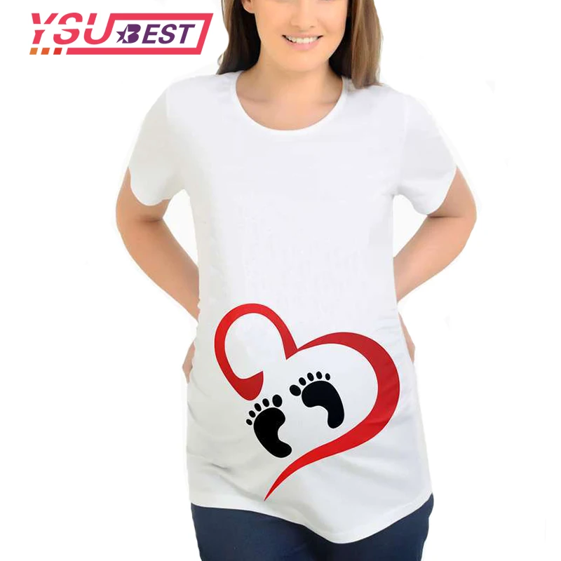 Модные топы для беременных с героями мультфильмов Love Feet короткими рукавами