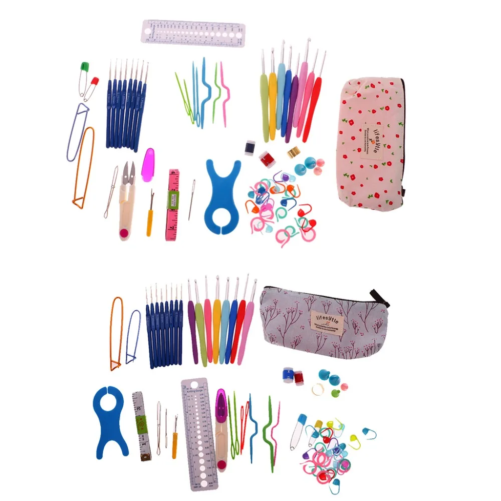 New 66pcs/sets Soft Grip Crochet Needles and Complete Knitting DIY Crafts Garment Accessories Household Sewing Tools Supplies | Дом и сад