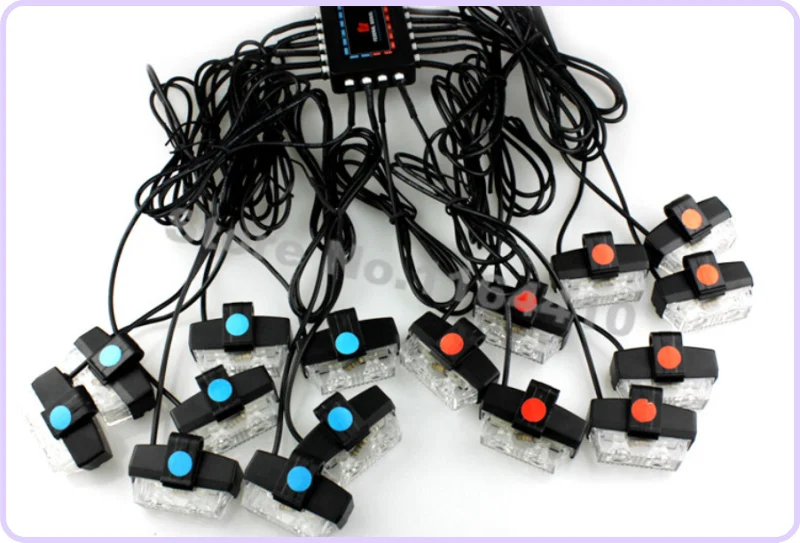 Amber White 16 in 1 32 LED + Strobe Controller kit 8 modes Car 32Led