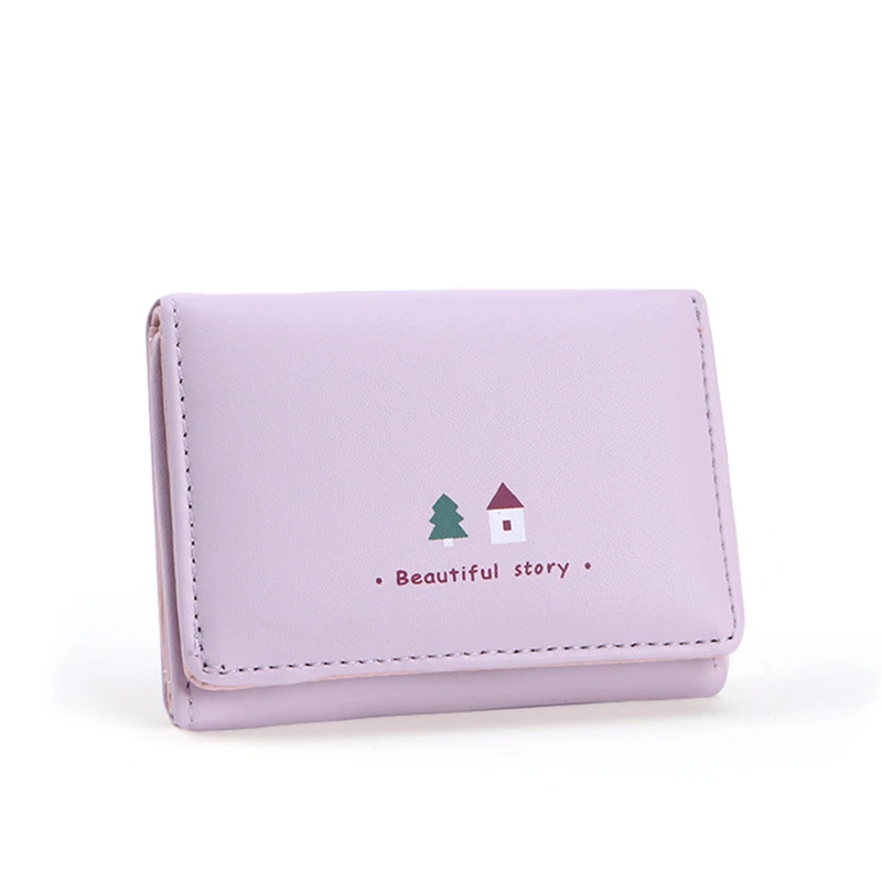 

WESTERN AUSPICIOUS Women Wallets Pink Green Gray Blue Purple Lovely Female Purse PU Leather Small Card Holder