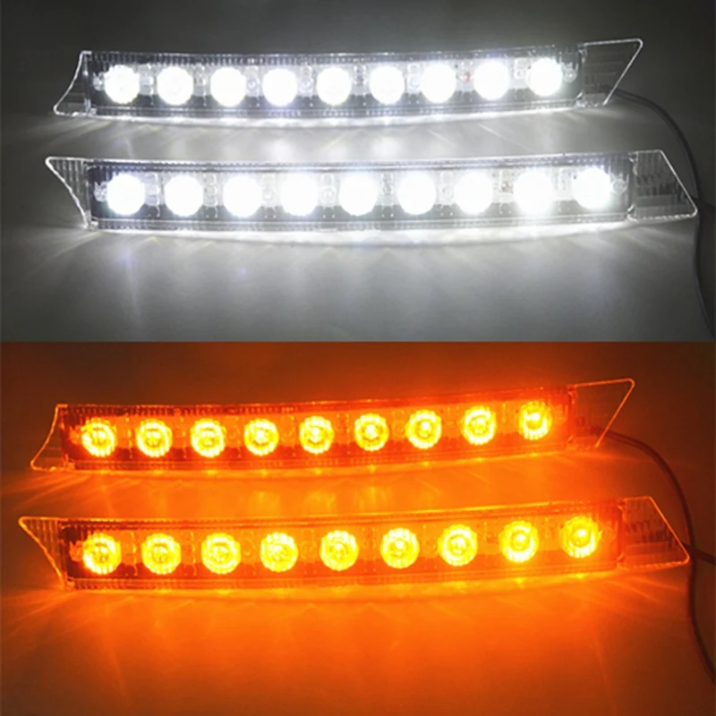 Free shipping 2x Car 9LED White Daytime Running Light DRL Amber Turn
