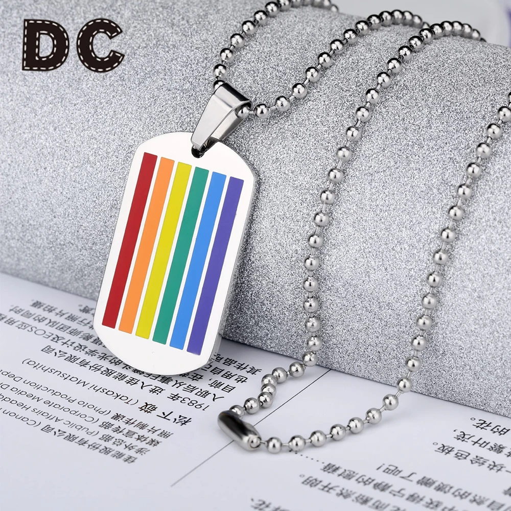 

DC Rainbow Necklaces & Pendants Stainless Steel Necklace Pride Jewelry Collier Femme for Women Men 2019 New Fashion