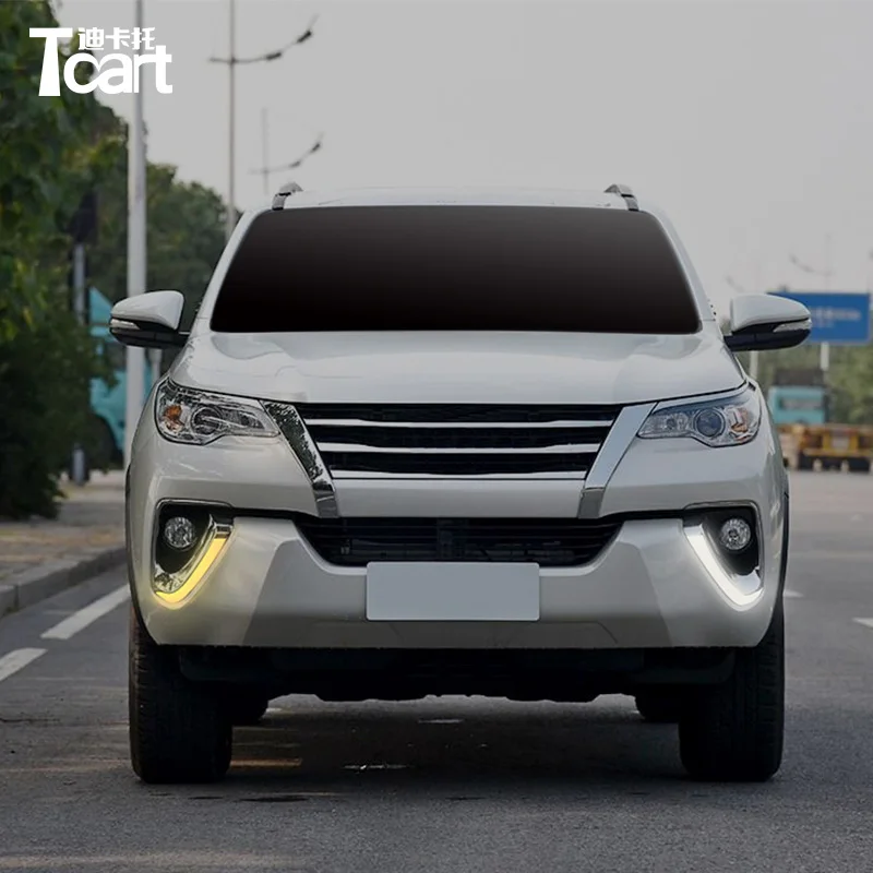 

Tcart LED Daytime Running Light DRL for Toyota Fortuner 2016 2017 LED Light Guide Front Bumper Light With Yellow Turn Signals
