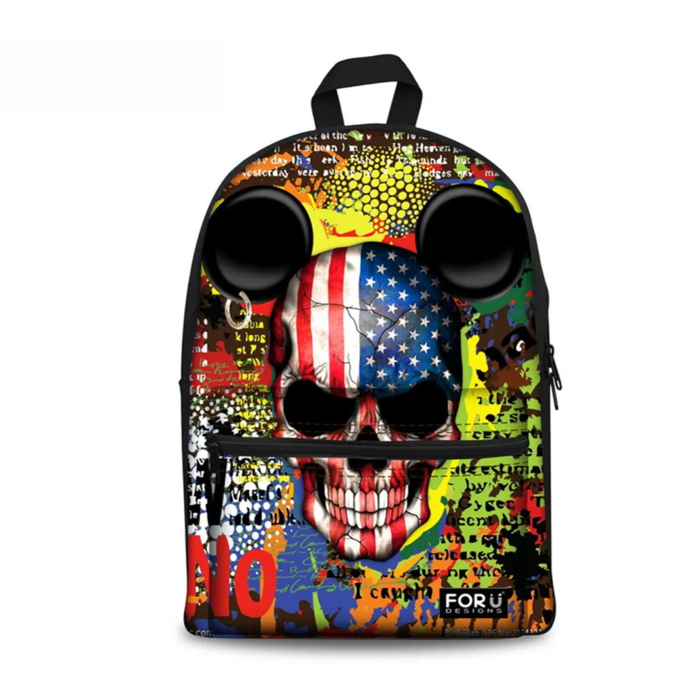 Череп печати Сумки для Для мужчин 2017 стильный рюкзак Школьные ранцы ноутбука Для мужчин школьный рюкзак Портативный подросток