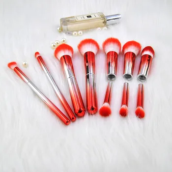 

10pcs Popular Makeup brushes With Box Gradient Color Plastic Powder Eyeshadow Lip Foundation maquillage Brush Kits Gift For Girl