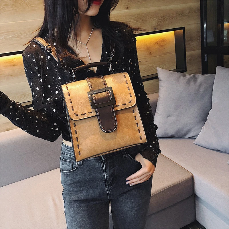 

Women Pu Leather Backpack Female Vintage Small School Bag Backpacks For School Teenagers Girls Shoulder Bags Mochila Feminina