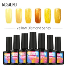 ROSALIND гель 1 S 10 мл, флакон, черный цвет желтый бриллиант блеск Полупостоянный гель лак для ногтей Замачивание от дизайна ногтей УФ светодиодный гель лак