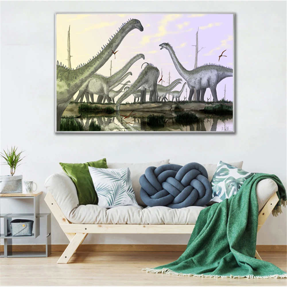 

Abstract Painting Forest Dinosaur Posters and Prints Wall Pictures for Living Room Cuadros Decoration Salon Wall Art Retro