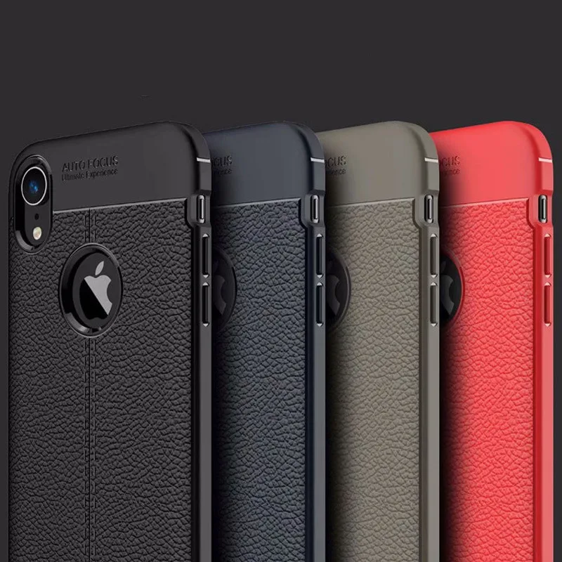 For iPhone X/XS/XR/XS Max Mobile Phone Protective Case 6.1&quot Litchi Leather Pattern Cover 6/6s/7/8 TPU Soft Shell | Мобильные