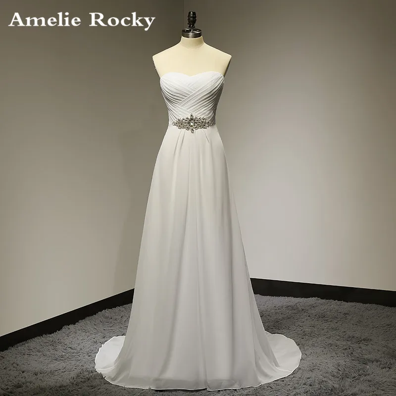 Robes De Mariée Sexy En Mousseline de Soie Plage Robe De Mariée Vintage