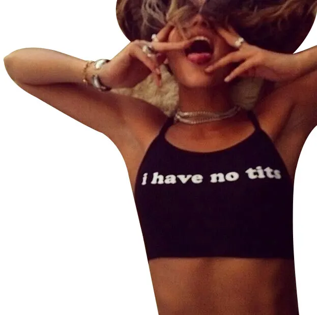 2021 Summer Sexy Women Camis Cropped Clothes Bra Crop Top Crop Feminino Funny Letter I Have No Tits Strapless Tops 100% Cotton cream camisole